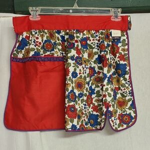 Vintage Sears 100% Cotton Floral Apron Big Pocket Adjustable Ties